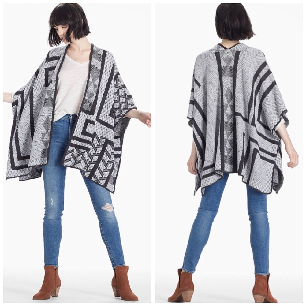 Lucky Brand Intarsia Poncho One Size New With Tags Christmas Gift Winter Cozy